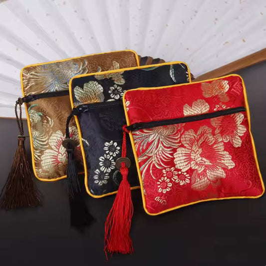 Chinese Brocade Satin Coin Purse