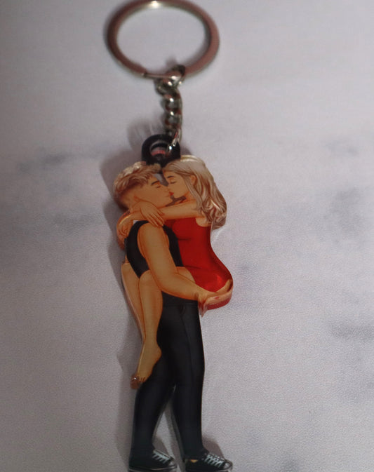 White Lovers Kissing Keychain