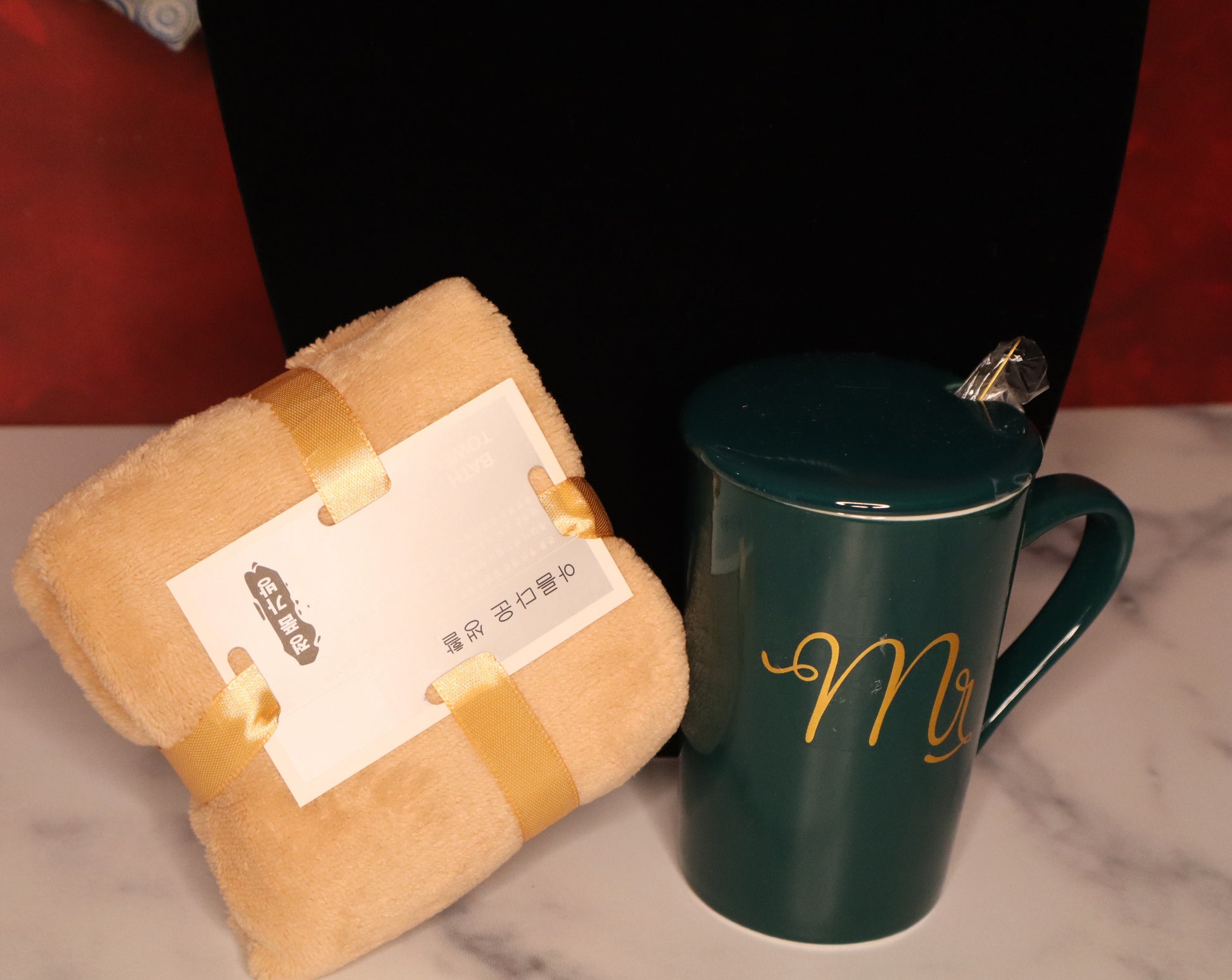 coffee mug -plush towel for him