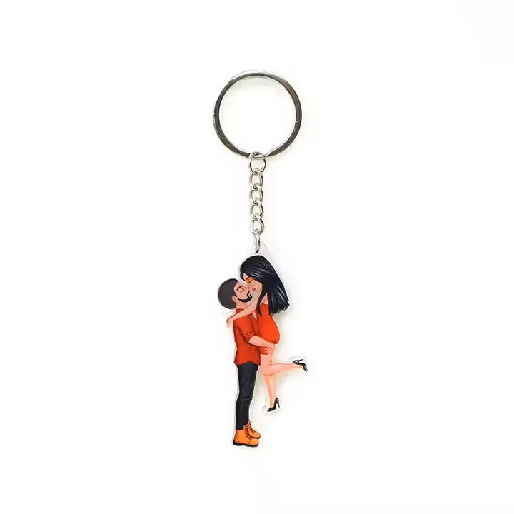 White Lovers Kissing Keychain